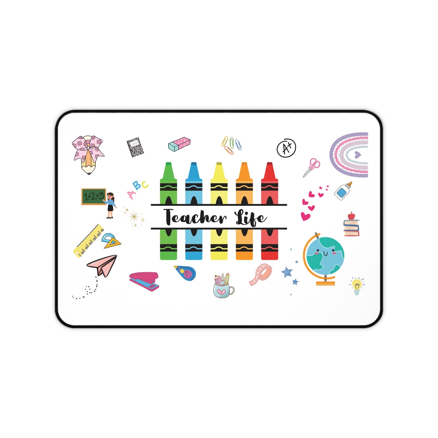Teacher Life Desk Mat, Cute Teacher Office Decor, Personalized Desk Accessories, Classroom Gifts, School Supplies, Desk Pad